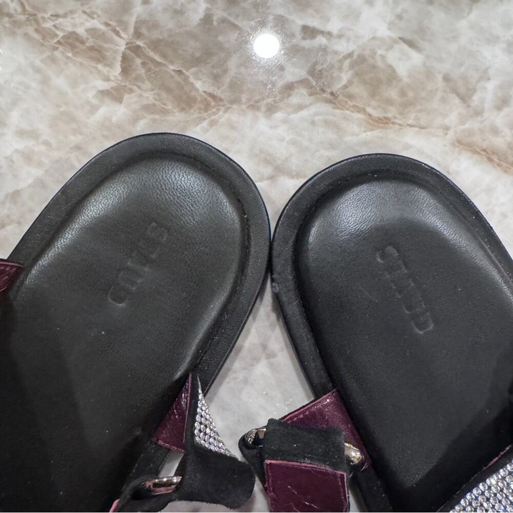 STAUD Black Flat rhinestone Sandals with Velcro closures size 39 - Picture 12 of 14
